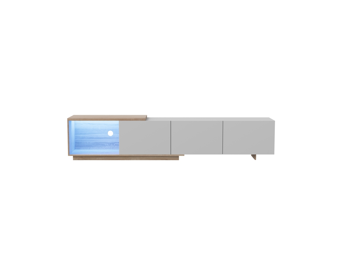 Rack De Tv Com 3 Gavetas E Led,largura 180 240cm,branco