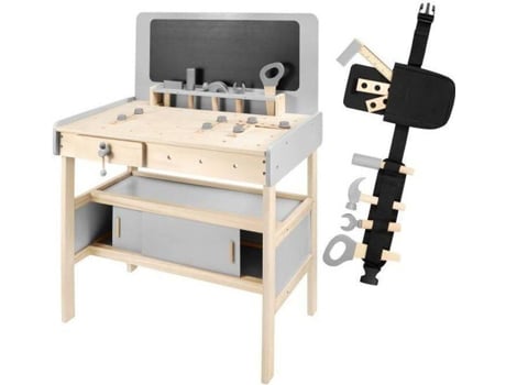 Bancada de Trabalho MAMABRUM Wooden Work Bench for Children (Idade Mínima: 3 Anos - 93,5 x 70 x 42 cm)