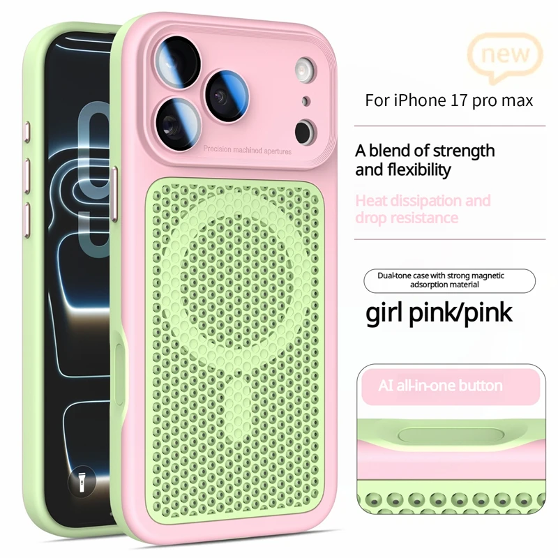 Capa Magnética Para Celular (iphone 12 Rosa) Com Proteção Para Lente E Sistema De Dissipação De Calor.