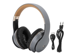 Fone de Ouvido Estéreo Bluetooth Sem Fio Mp3 para Música, Jogos e Computadores, Compatível com Cartão de Memória, Cinza e Dourado. TAISHENGDA