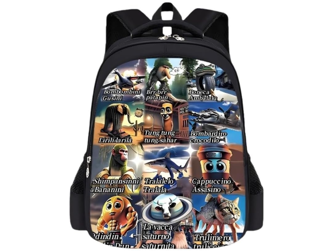 Mochila Escolar Infantil Unissex Com Estampa Do Desenho Animado Tung Sahur, Ideal Para Alunos Ensino