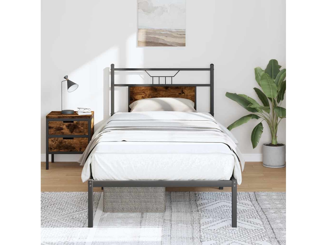 Estrutura Cama S/ Colchão Derivados De Madeira Carvalho Fumado