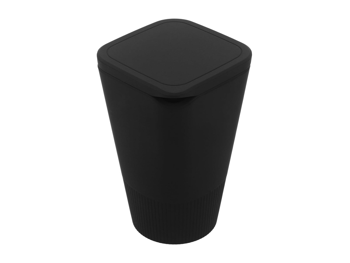 Lixeira De Carro Em Silicone Preto Com Tampa À Prova De Vazamentos.