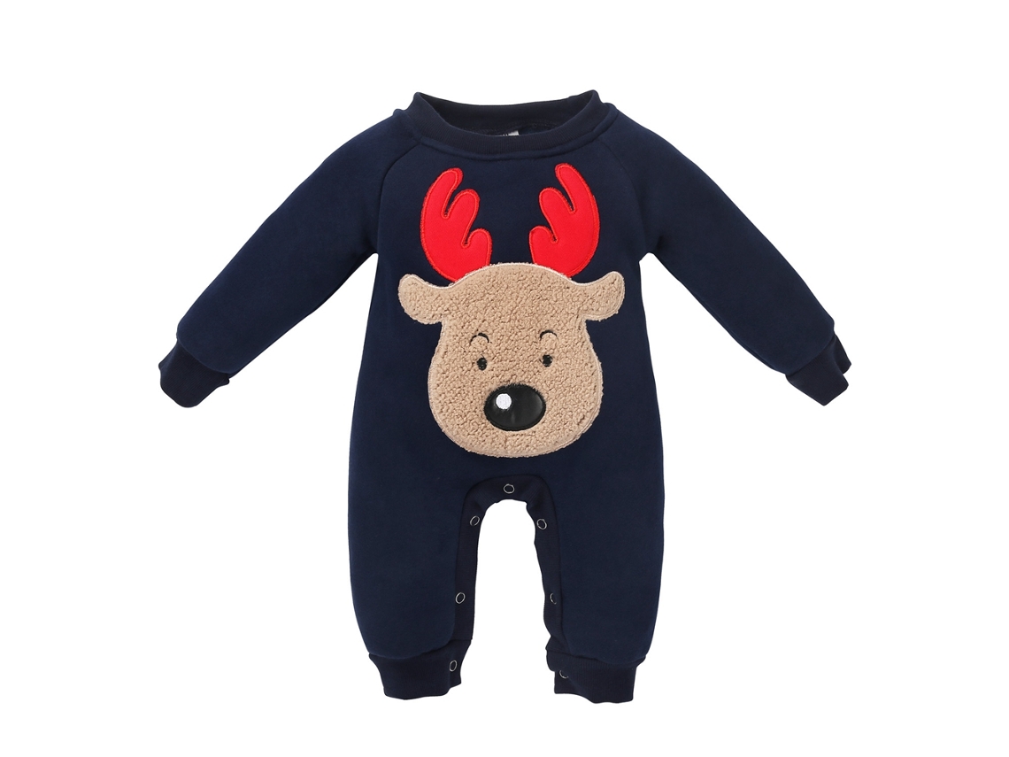 Macacão De Bebê Manga Longa Azul Escuro