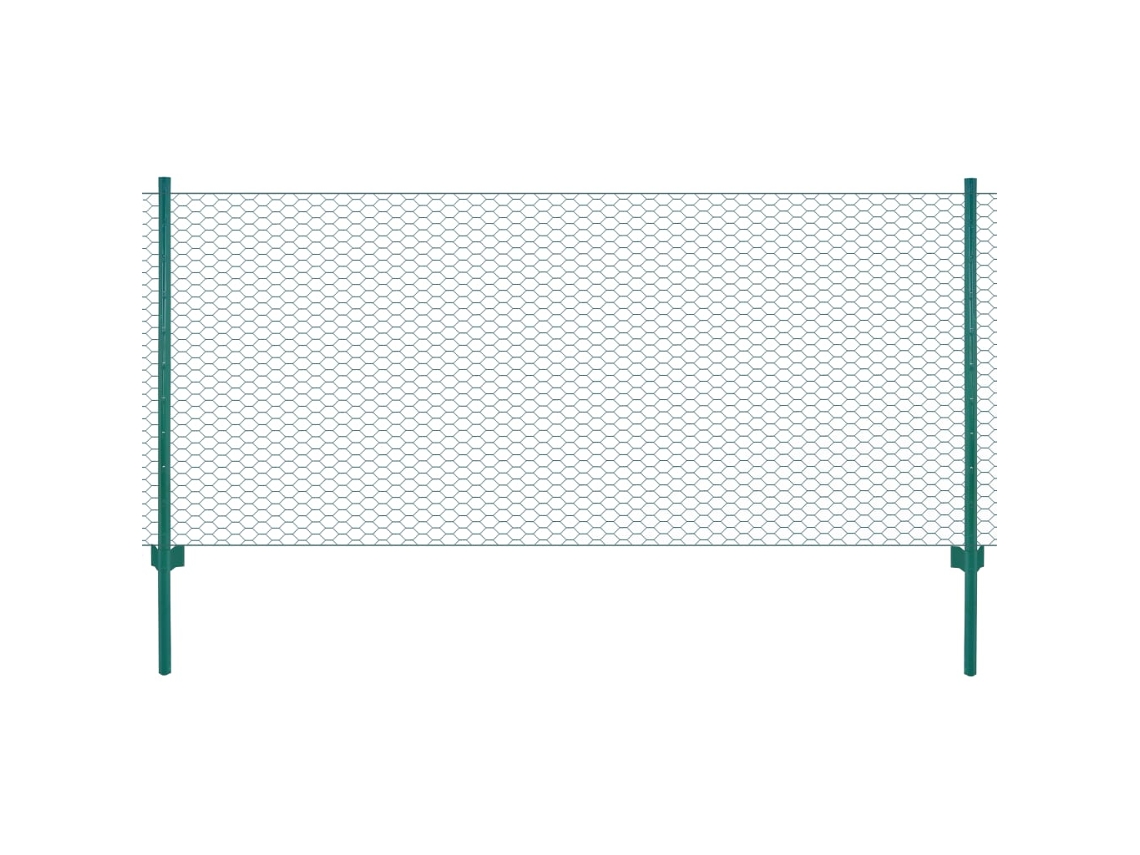Vidaxl Cerca De Arame Com Postes Aço 25x1 M Verde