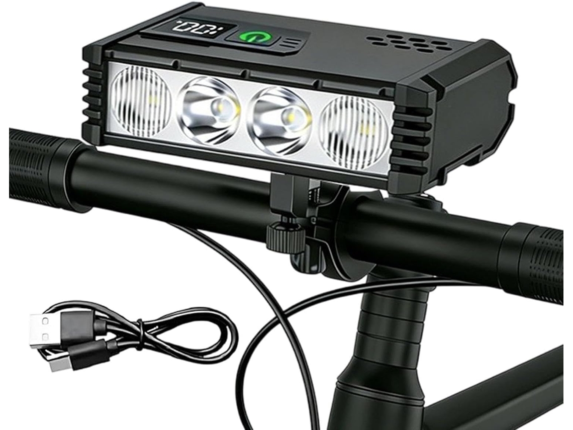 Farol De Bicicleta Recarregável, À Prova D'água, Com 4 Modos