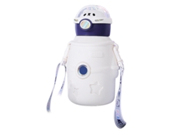 Garrafa de Água Infantil S/MARCA 500ml de aço inoxidável isolamento a vácuo com canudo branco