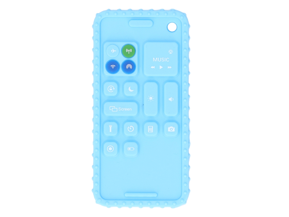 Mali brinquedo de Chiclete Dental em Forma de Smartphone Silicone para Bebê com Botões Multiformas Azul