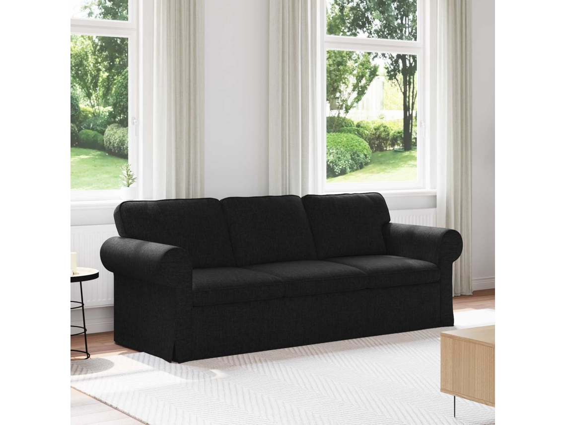 Vidaxl Sofá Preto 215 X 82 X 80 Cm Tecido