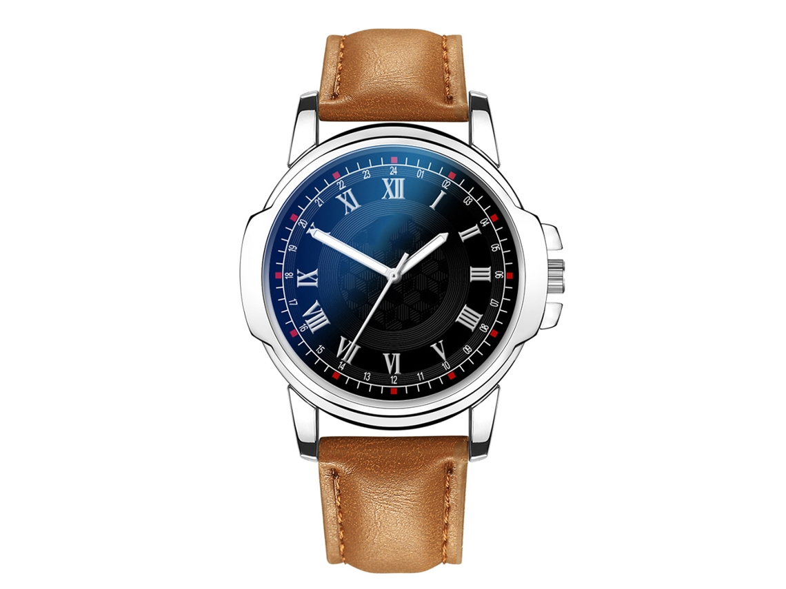 Reloj De Cuarzo Moda Pulsera De Cuero Reloj Empresarial Hombre (marrón Claro Negro)