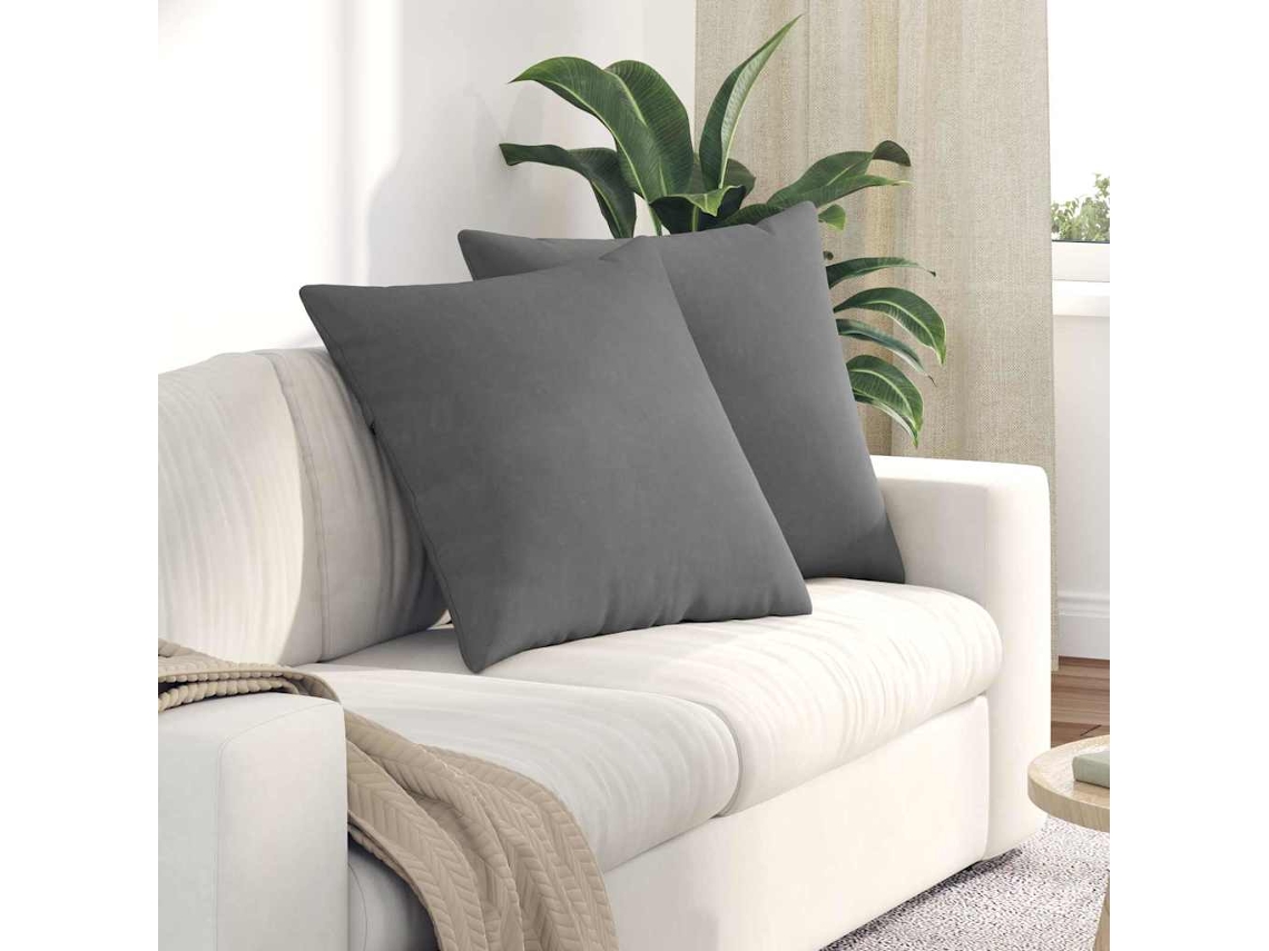 Vidaxl Travesseiros De Sofá 2 Unid. Tecido Cinza Escuro 60 X 60 Cm
