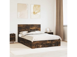 Vidaxl Estrutura Da Cama Com Gaveta Carvalho Defumado 140 X 190 Cm
