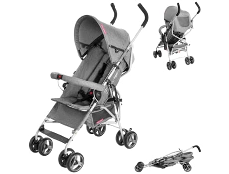 Carrinho de Cana Super Leve Carrinho de Bebê Até 14Kg Encosto Ajustável Rodas de Espuma Giratórias Duplas Dobrável com Guarda-Sol MOBY SYSTEM