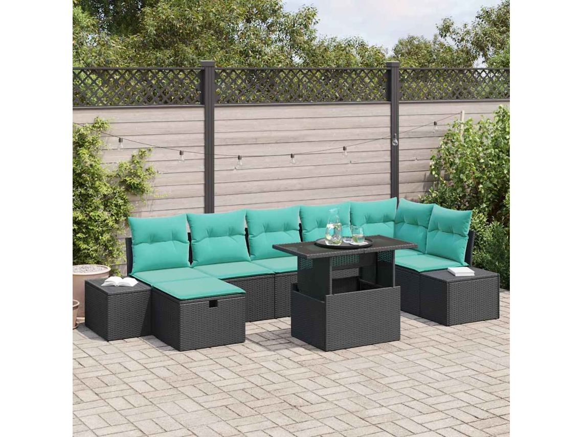 Vidaxl Conjunto De Sofá De Jardim 8 Unid. Vime Pe