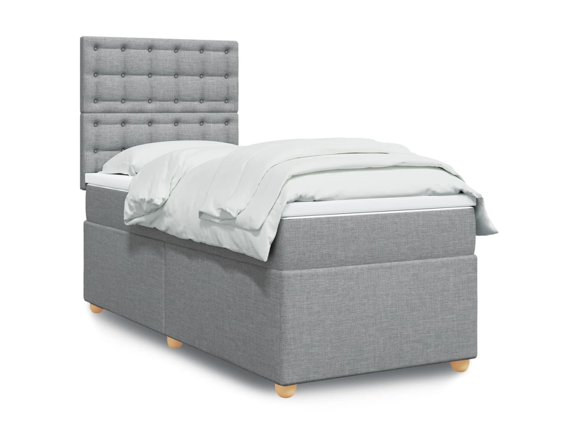 Vidaxl Cama Com Molas/colchão 80x200 Cm Tecido Cinza-claro