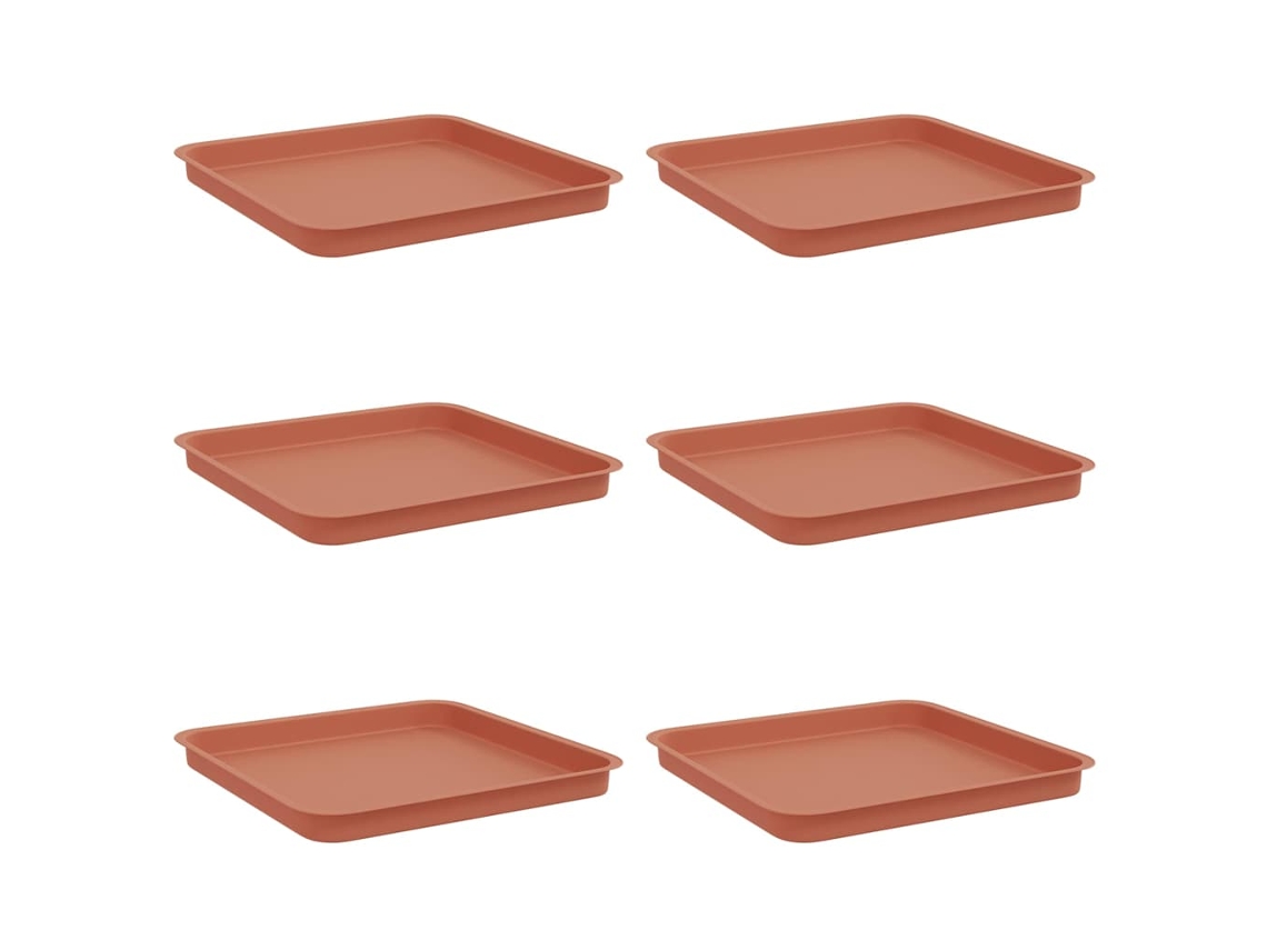 Conjunto 6 Vaso Quadrado Vidaxl Vermelho Plástico (36 X 36 X 2,5 Cm)
