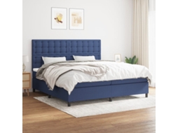 Vidaxl Cama Com Molas/colchão 200x200 Cm Tecido Azul