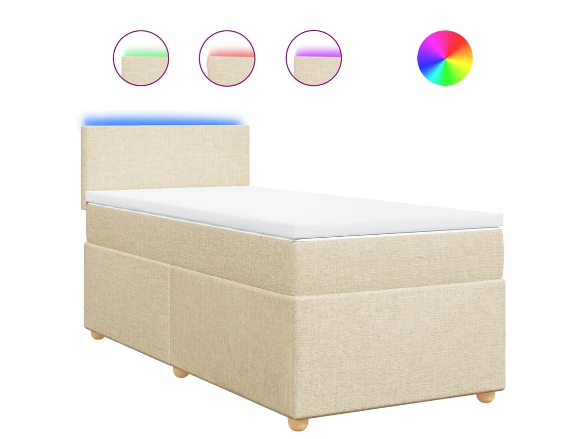 Cama com Molas/colchão 90x190 Cm Tecido Cor Creme MAISON EXCLUSIVE