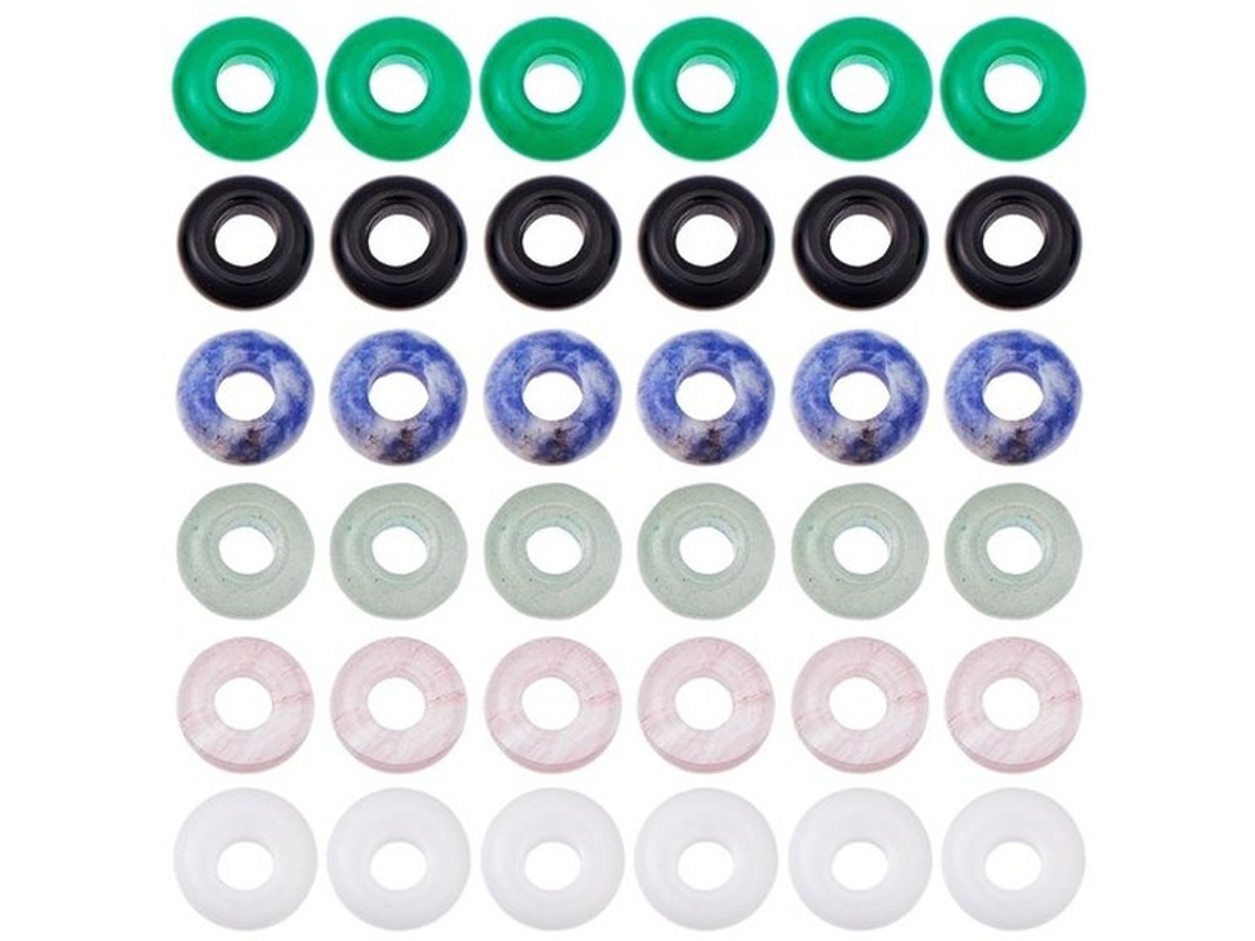 Escolha Sólida - Cordões 36 Unidades - 6 Estilos - Pedras De Ouro Grande 10 Mm - Pedra Natural De Luxo - Cordões De Espaçador - Para Orelhão Diy
