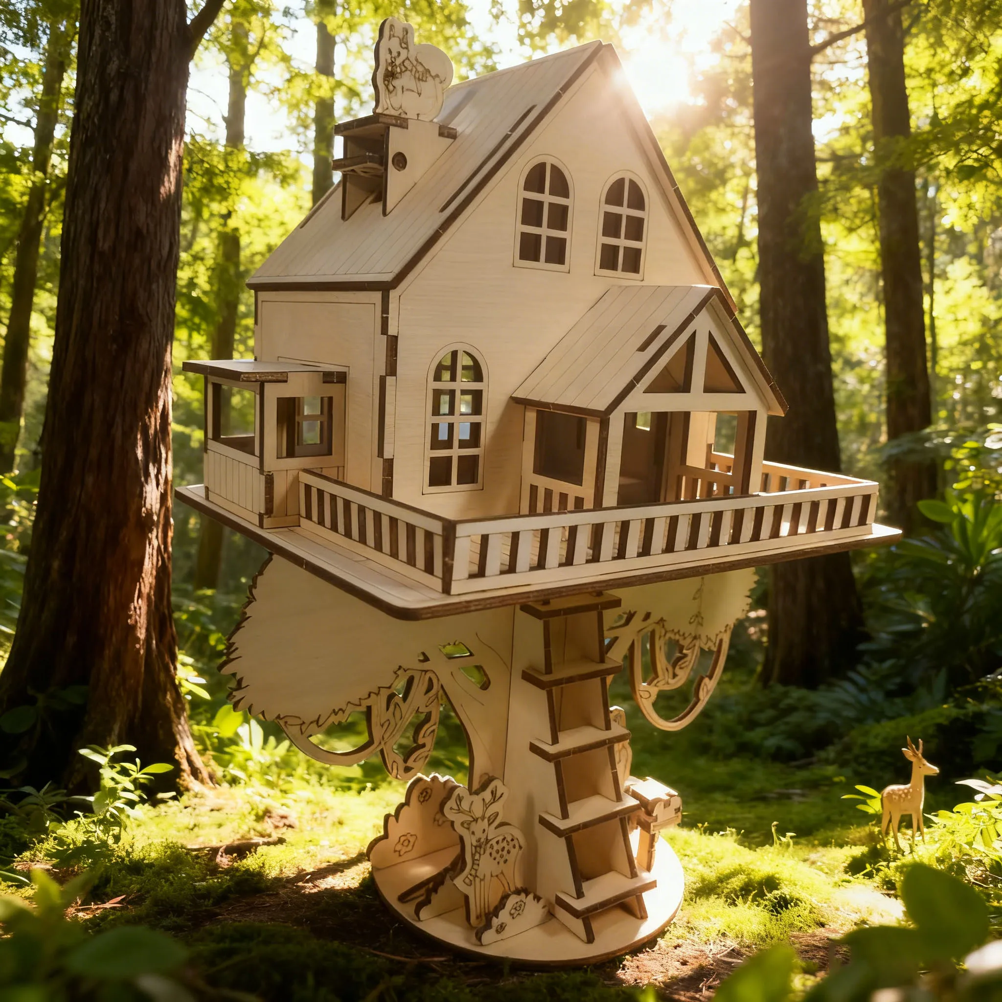 Kit De Construção Criativo De Casa Na Árvore Em 3d Com Quebra-cabeça De Casa Na Árvore Na Selva