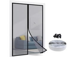 Cortina Porta Magnética - Cortina Mosquiteira - Sem Furos - Fecho Automático - 100x210 Cm - Poliéster - Preto