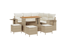 Conjunto 9 Móveis De Jardim Vidaxl Bege Vime Pe (110 X 55 X 71 Cm)