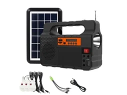 Primerox Gerador Solar Portátil com Painel Solar Rádio Bt Lanterna Bateria 3600mah