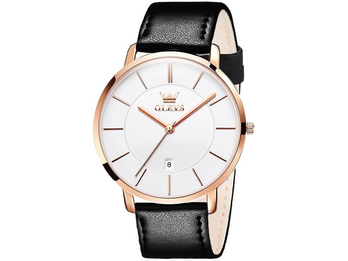 Lurelia Relógio Masculino, Modelo Sony-364, Movimento De Quartzo, Couro, Preto, Dourado
