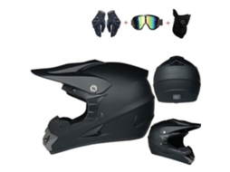 3 Pièces Cadeau Casque de Moto Casque Tout terrain Noir4 Noir4 AOZORZ