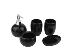 Conjunto Acessórios Banho Cerâmica 5 Peças Preto
