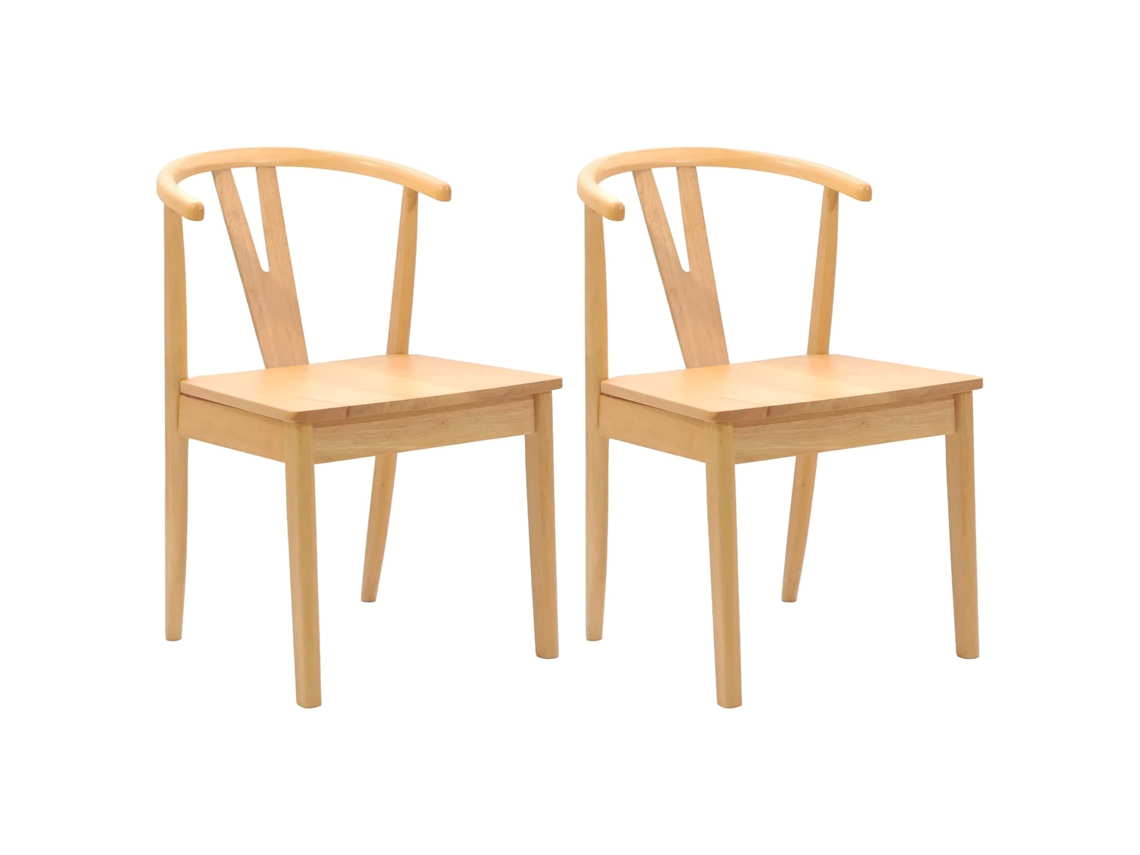 Conjunto 2 Cadeira De Jantar Vidaxl Castanho Madeira De Seringueira Maciça (50.5 X 61 X 80.5 Cm)