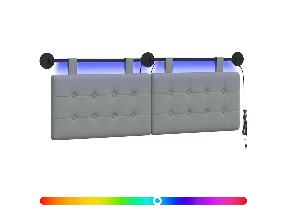 Conjunto 1 Cabeceira De Quarto Vidaxl Cinzento-claro Tecido (130 X 55 X 5 Cm)
