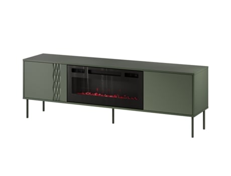Cama Rtv Gabinete Ef Lareira Preto Tresse 180x40x54.5 Verde Mate Cama Meble