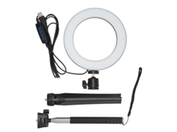 Luz anelar LED portátil 3 modos ajustáveis com tripé para selfie maquiagem live USB | S/MARCA