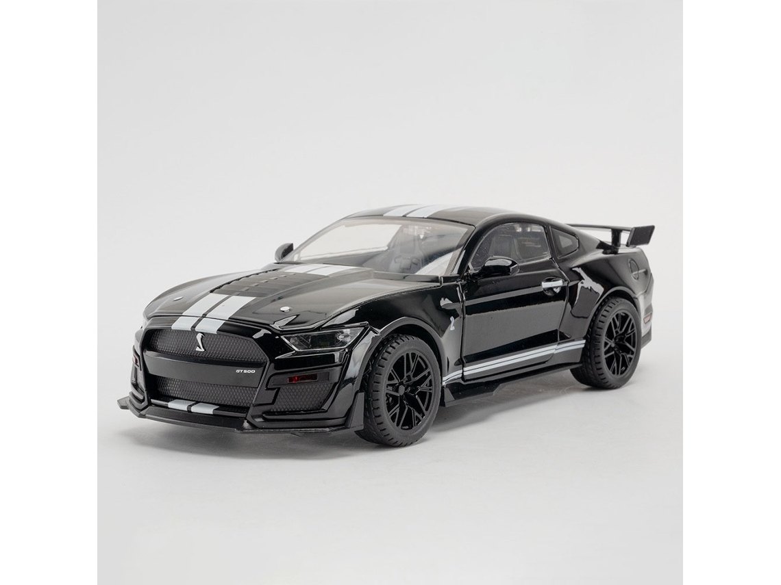 (preto) Miniatura De Carro Esportivo Mustang Gt500 Em Escala 1:18, Com Efeitos De Luz E Som, E Portas Que Podem Ser Abertas.