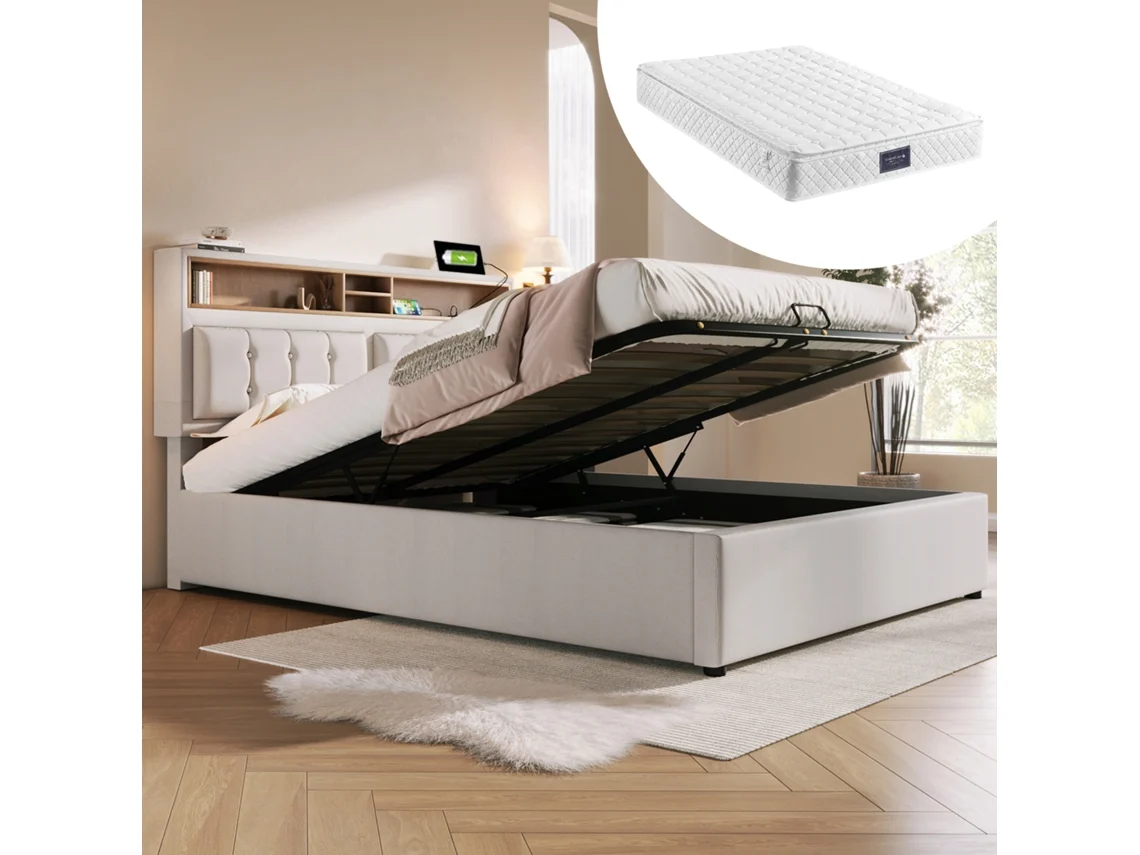 Cama Alta Metal 90x200 Compartimentos Branca Infantil