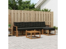Vidaxl Conjunto De Sofás Para Exterior 6 Pcs Natural E Preto