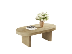 Mesa De Café Oval 60x120x41.5cm Madeira Natural Mid Century Ziwei Store