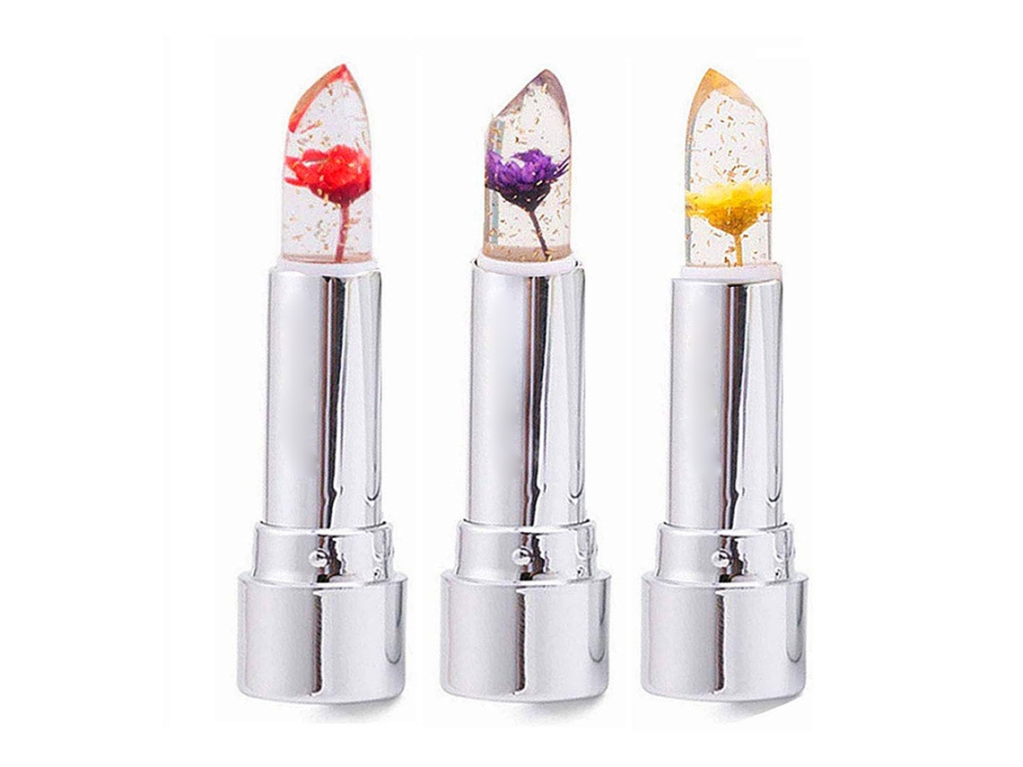 Bálsamo Labial Com Muda De Cor, 3 Unidades, Hidratante Nutritivo, Brilho Transparente De Longa Duração Com Flor De Cristal