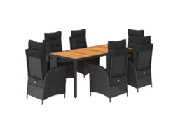 Garden Dining Set, Garden Dining Sets Vidaxl Preto Rattan / Vime (190 Cm Table Length)