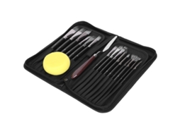 Set De Pincéis De Nylon Para Gouache, Acrílico E Óleo Com Esponja E Bolsa De Armazenamento Art Supplies Preto