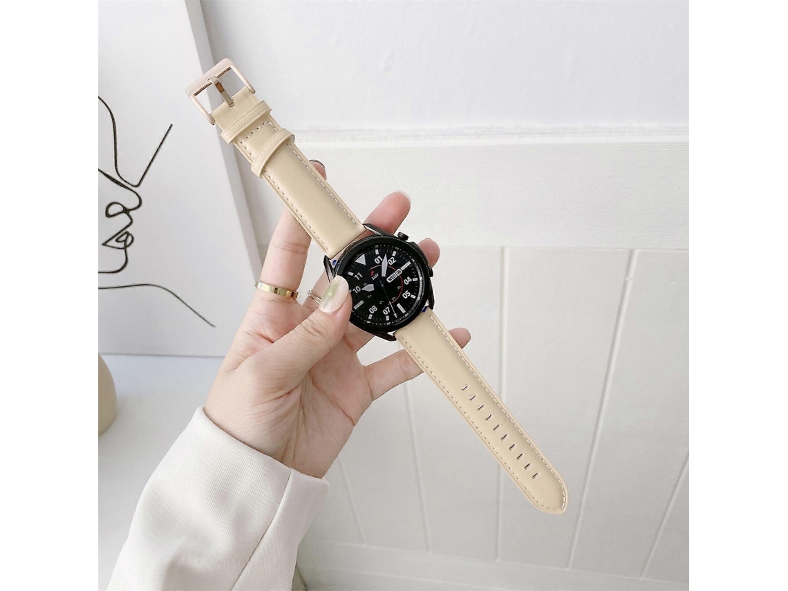 Pulseira De Couro Com Fivela Prateada Para Samsung Galaxy Watch3 45mm (preta)