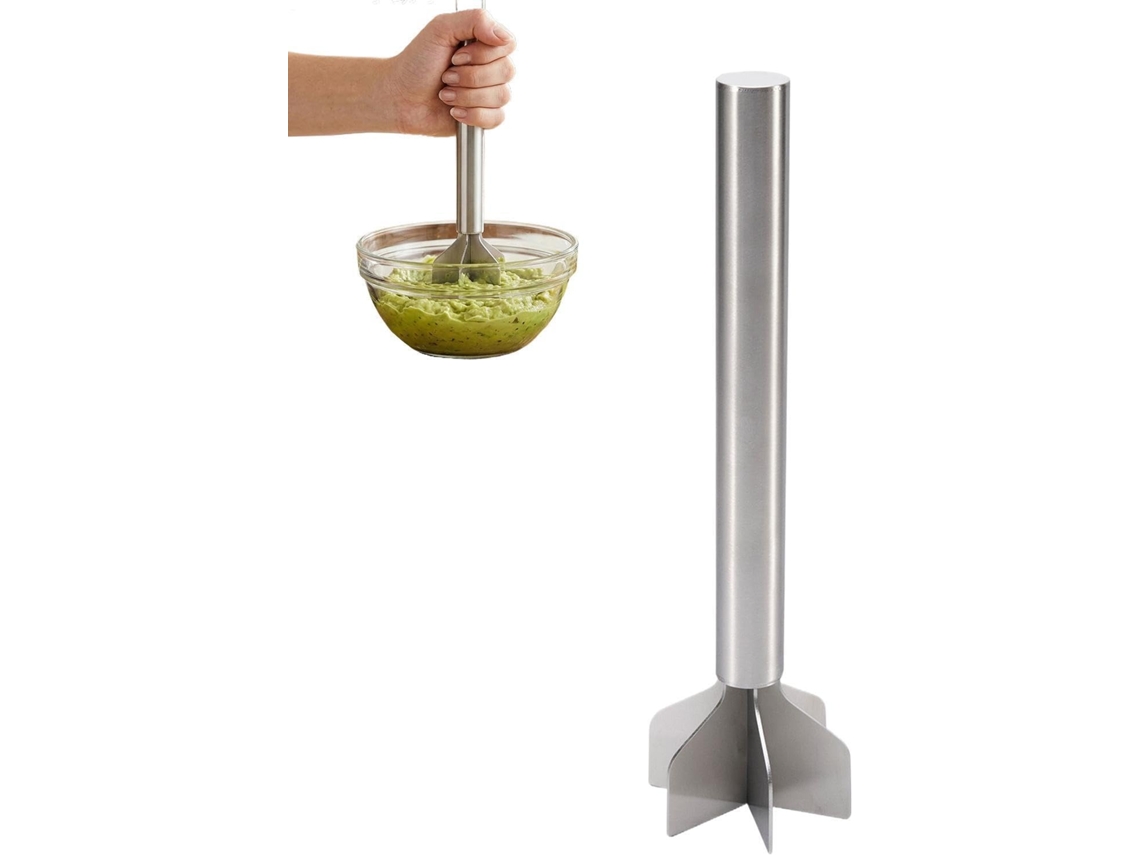 Amassador De Carne Em Aço Inoxidável Com Cabo Longo E Resistente.