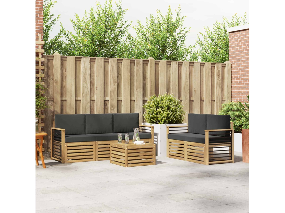 Vidaxl Conjunto De Sofás Para Exterior 6 Unid. Branco E Antracite