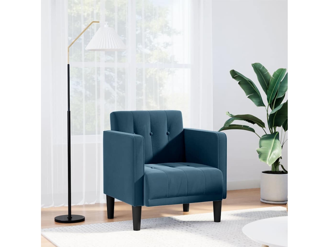 Vidaxl Poltrona Com Apoio De Braços 53 Cm Veludo Azul