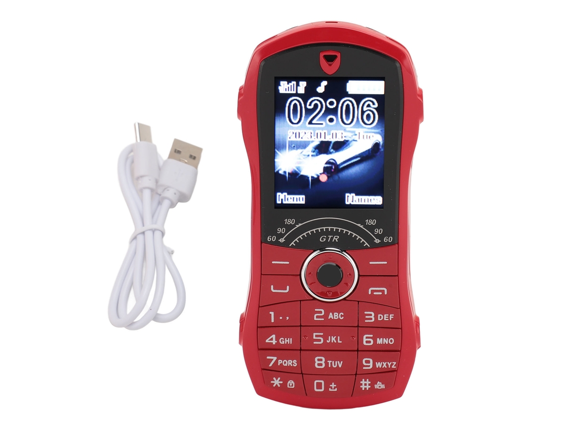 Mali telefone Celular para Idosos com Botões Grandes Forma de Carro 1.8 Polegadas Dual Chip 2400mah 9 Números de Discagem Rápida Vermelho