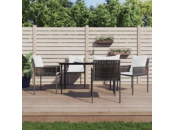 Vidaxl 5 Pcs Conjunto De Jantar P/ Jardim C/ Almofadões Vime Pe E Aço