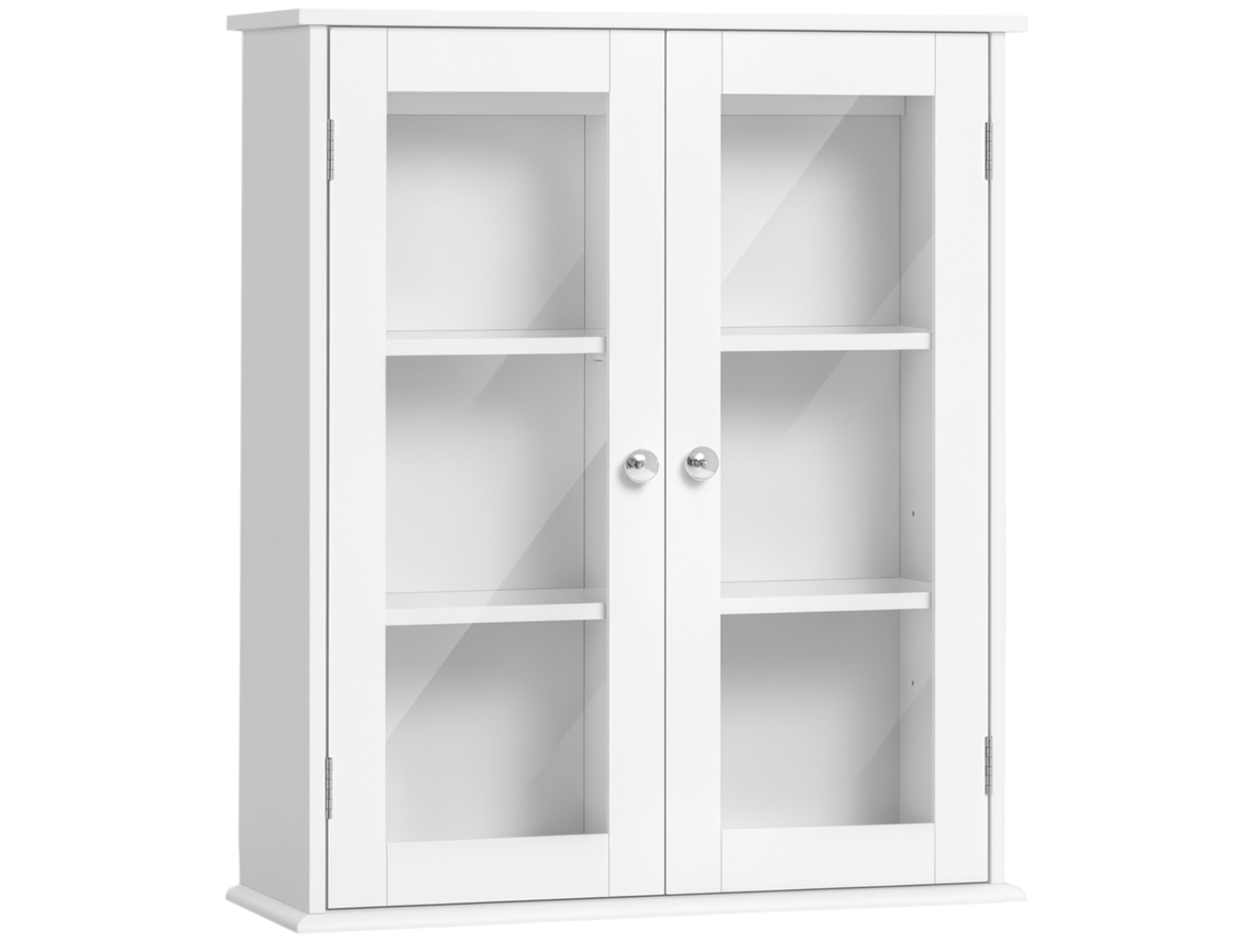 Armário de Bambu para Vaso Sanitário, Gabinete Alto, 2 Portas, 1 Prateleira, 62x33x80 Cm, Natural S/MARCA