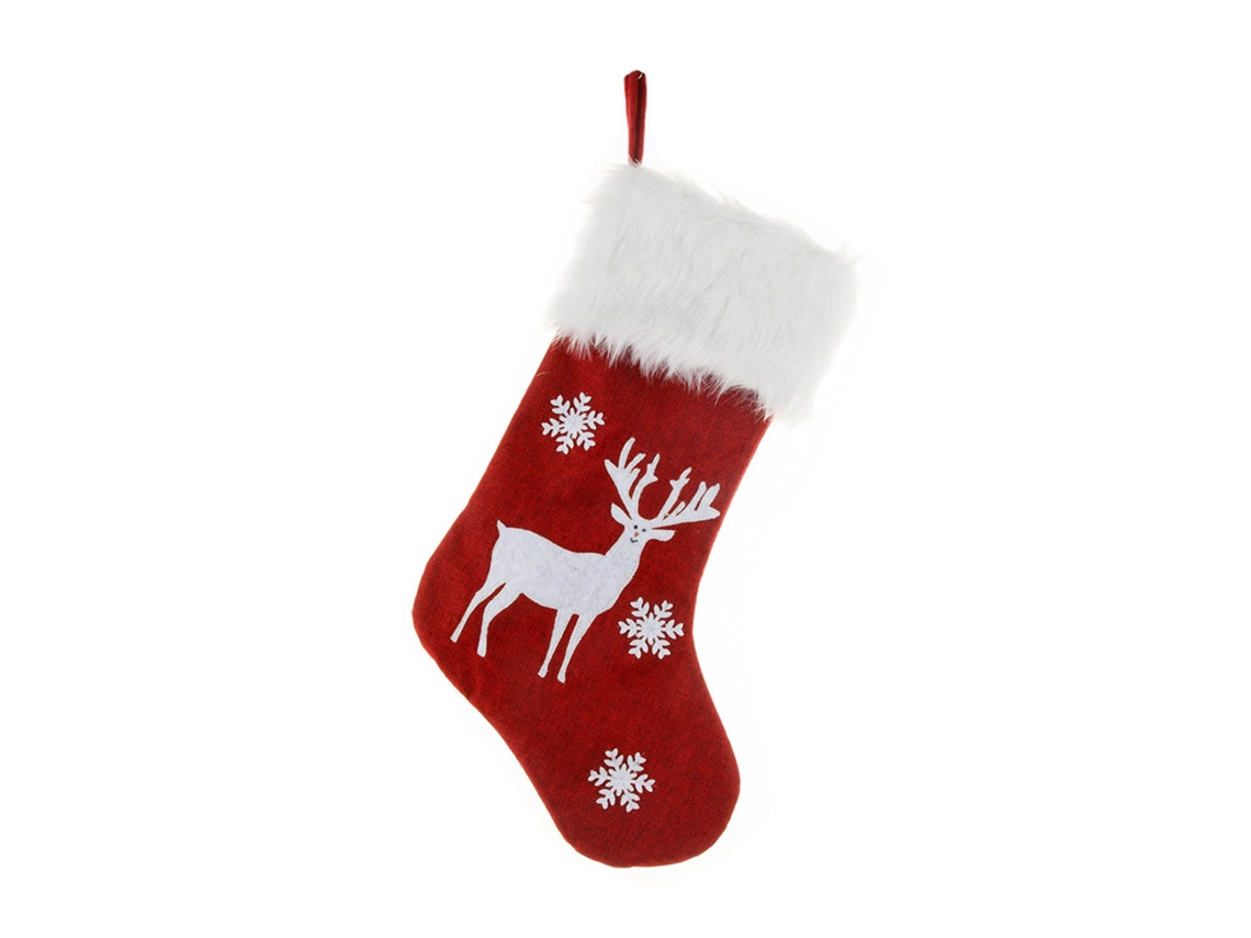 Santa Bege com Padrão Elk e Bordado, Meias de Natal com Luz, 47cm LAXISCREED