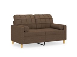 Maison Exclusive - Sofá 2 Lugares + Almofadas Decorativas 120 Cm Tecido Castanho